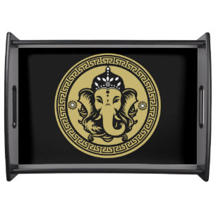 Ganesha Themed Hindu Art Print Serving Tray