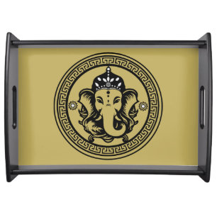 Ganesha Themed Hindu Art Print Serving Tray