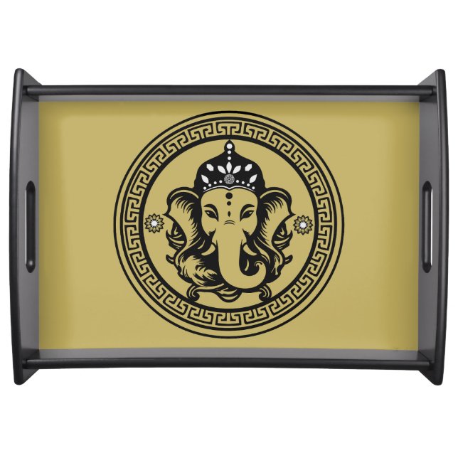 Ganesha Themed Hindu Art Print Serving Tray (Front)