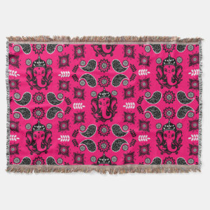 Ganesha Themed Hindu Art Print Throw Blanket