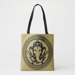 Ganesha Themed Hindu Art Print Tote Bag