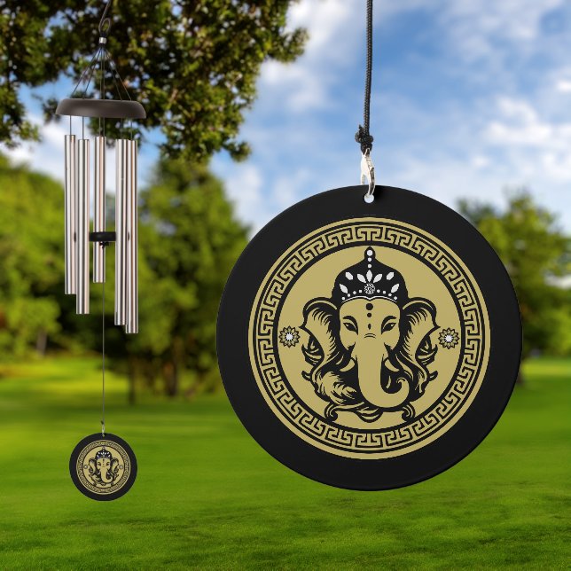 Ganesha Themed Hindu Art Print Wind Chime (Outdoor)