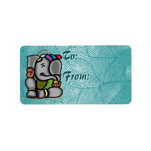 Ganesha Tiles On Turquoise Background_To_From Tags