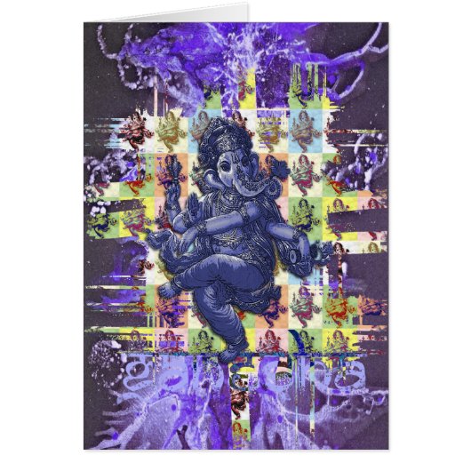 GANESHA | violet paint splatter Cards (Front)