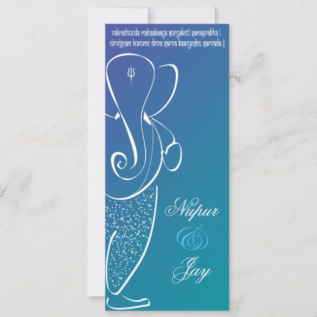 Ganesha Wedding Invite :: Navy and Teal (Front)