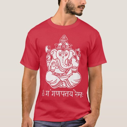 GaneshWith Sanskrit Ganesha Mantra  T_Shirt