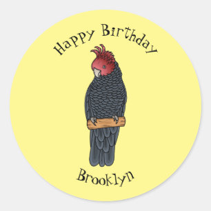 Gang gang cockatoo bird cartoon illustration classic round sticker