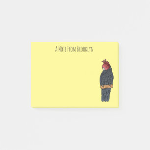Gang-gang cockatoo bird cartoon illustration post-it notes