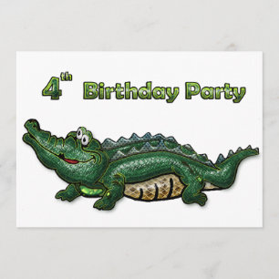 Gang Green Gator 4th Birthday Invitation