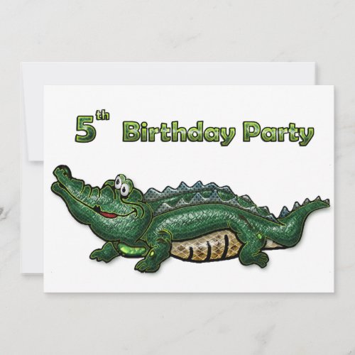 Gang Green Gator 5th Birthday Invitation