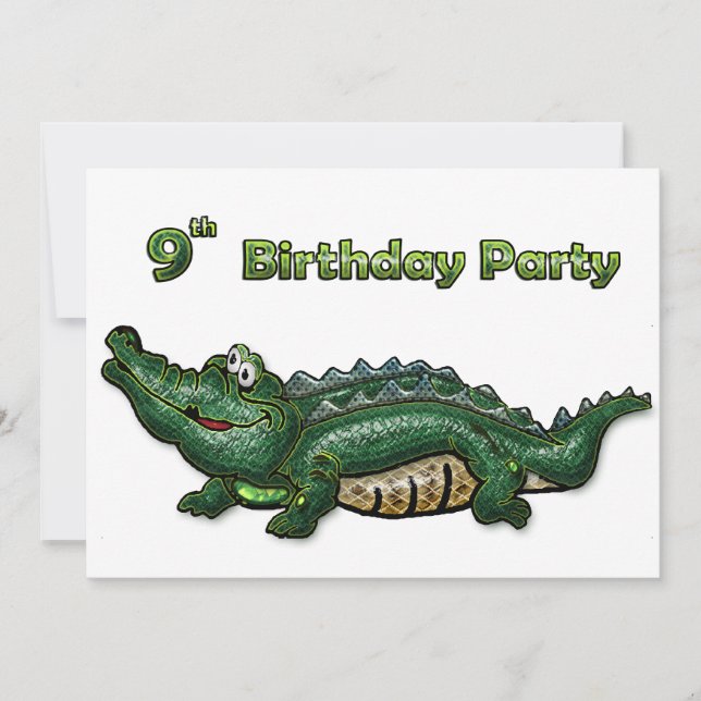 Gang Green Gator 9th Birthday Invitation (Front)