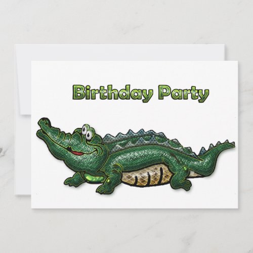 Gang Green Gator  Birthday Invitation