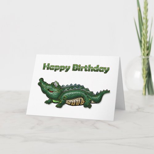 Gang Green Gator Happy Birthday Card
