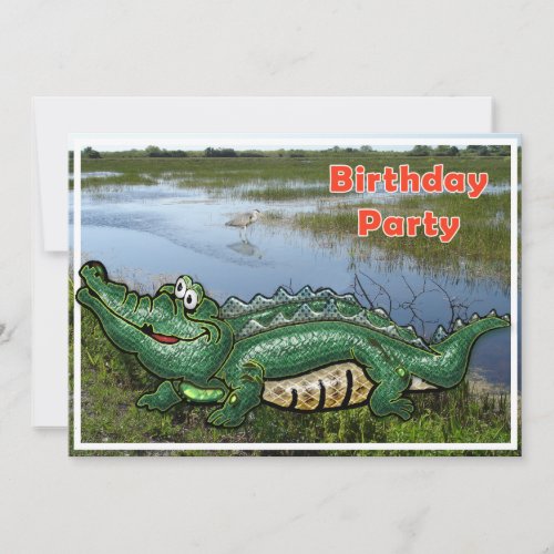 Gang Green Gator in the Glades Birthday Invitation