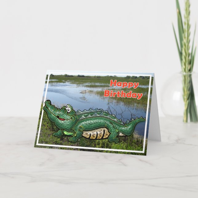 Gang Green Gator in the Glades Happy Birthday Card (Front)