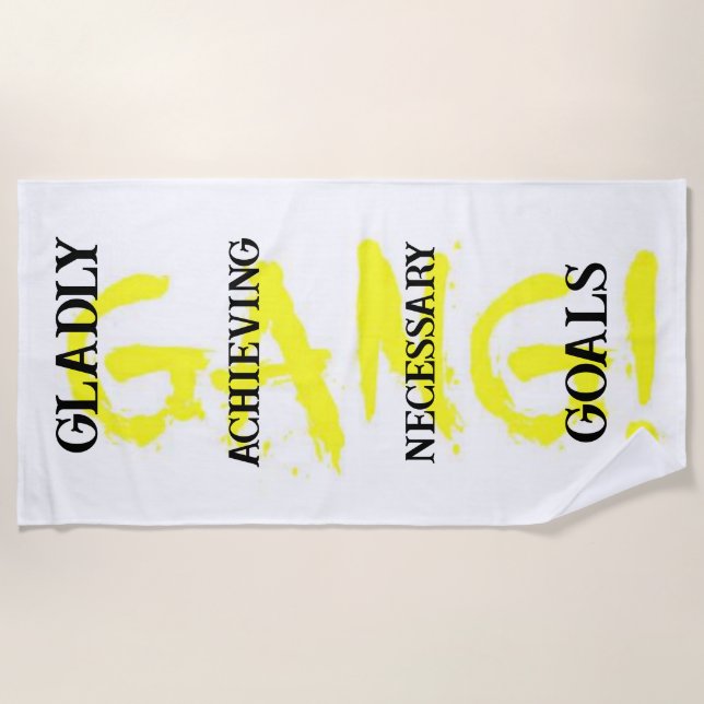 GANG! yellow Beach Towel (Front)