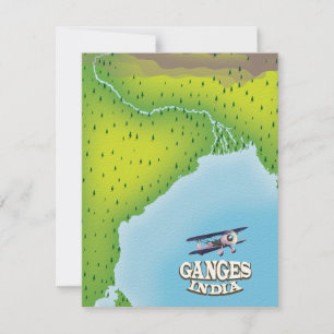 Ganges India map travel poster