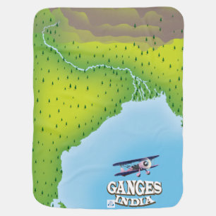 Ganges India map travel poster Baby Blanket