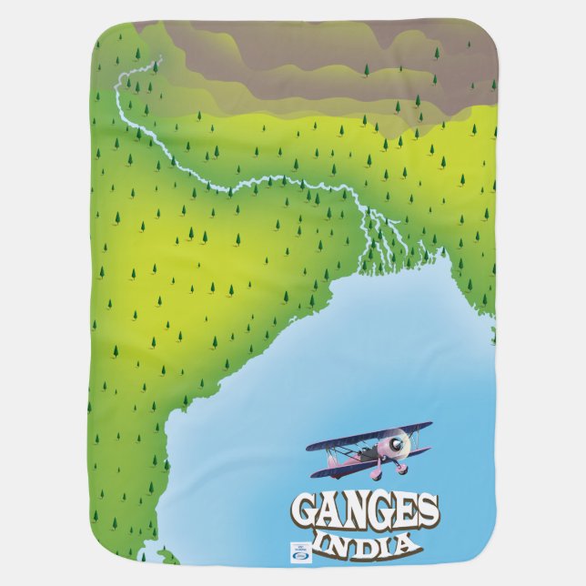 Ganges India map travel poster Baby Blanket (Back)