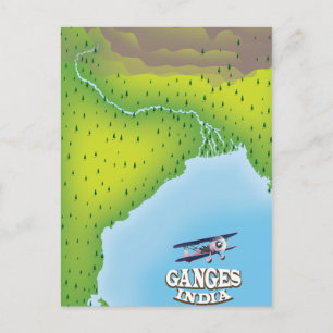 Ganges India map travel poster Postcard