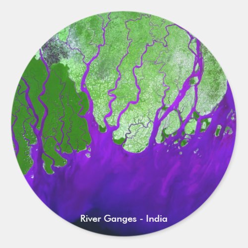 Ganges River Delta Satellite Image _ India Classic Round Sticker