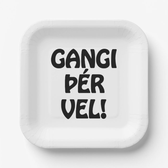 GANGI ÞÉR VEL! GOOD LUCK! Icelandic Language Paper Plates (Front)
