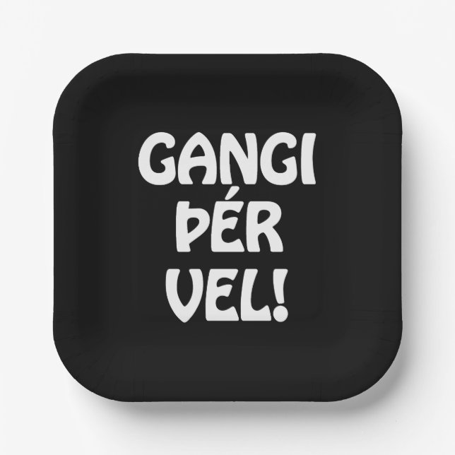 GANGI ÞÉR VEL! GOOD LUCK! Icelandic Language Paper Plates (Front)