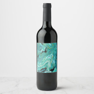 Gangs Back 1 Green Abstract Wine Bottle Label