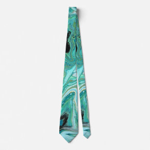 Gangs Back 1 Liquid Green Abstract Neck Tie