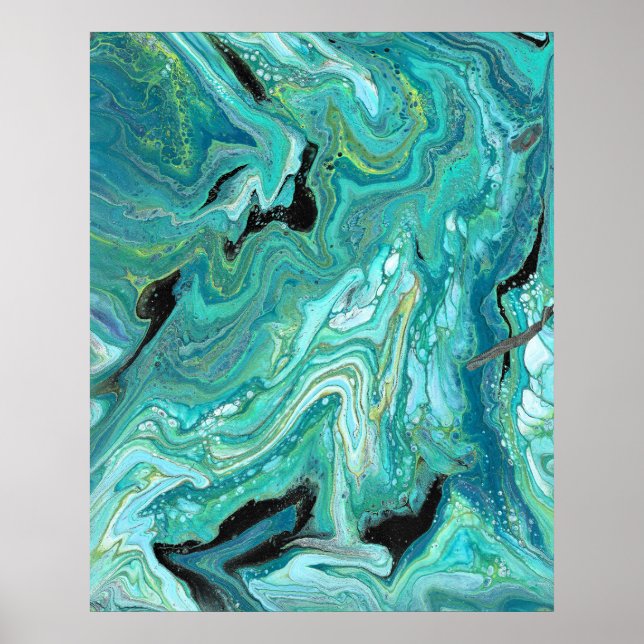 Gangs Back 1 Liquid Green Abstract Print (Front)