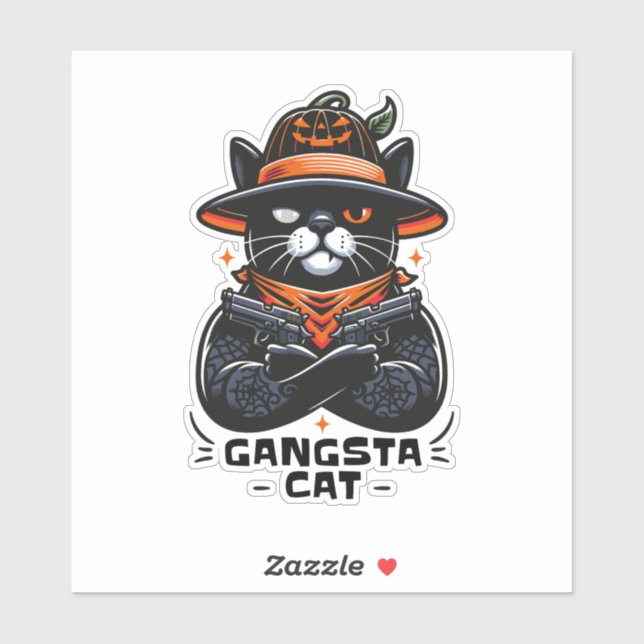 GANGSTA CAT HALLOWEEN  STICKER (Sheet)