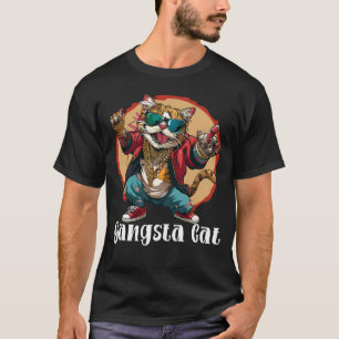 Gangsta Cat shirt,Hip Hop Cat Illustration T-Shirt
