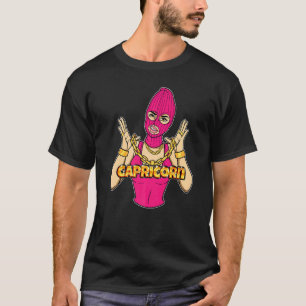 Gangsta Girl Capricorn Masked Gangster Woman With  T-Shirt