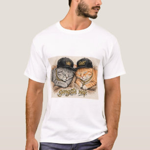 Gangsta Nap — Sleeping Rapper Cats, Gold Chains T-Shirt