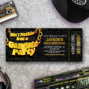 Gangsta Party - Hiphop Theme Ticket Invitation