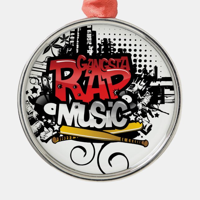 Gangsta Rap Music Metal Ornament (Front)