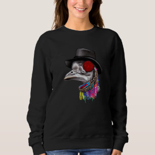 Gangsta Rap Ostrich Hat Necklaces Animal Festival Sweatshirt