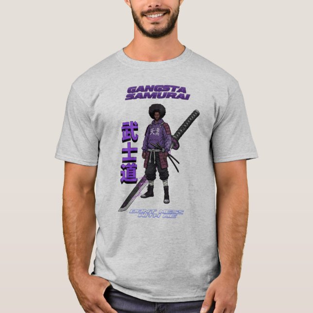 Gangsta Samurai - Afro Street Fighter Anime Manga  T-Shirt (Front)