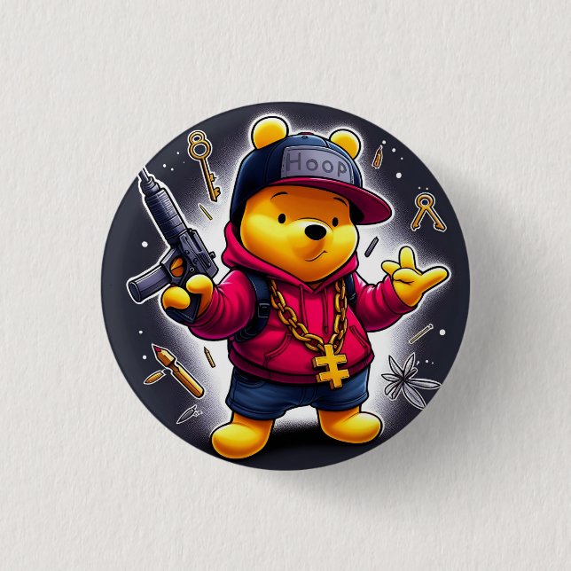 Gangsta Winnie the Pooh 1 Button (Front)