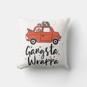Gangsta Wrappa Funny Christmas Throw Pillow