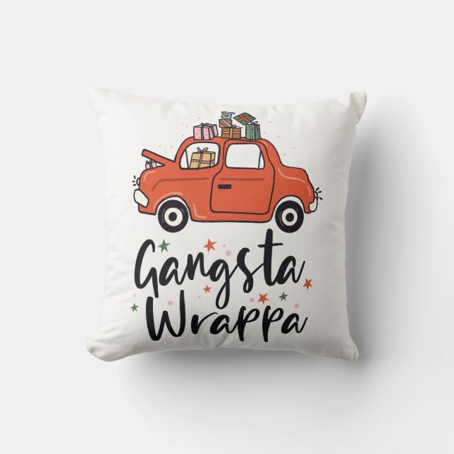 Gangsta Wrappa Funny Christmas Throw Pillow (Front)