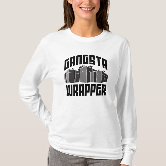 Gangsta Wrapper Christmas Holiday Presents T-Shirt (Front)