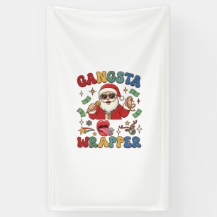 Gangsta Wrapper Christmas Santa Microphone Money Banner