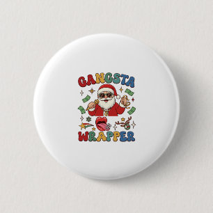 Gangsta Wrapper Christmas Santa Microphone Money Button