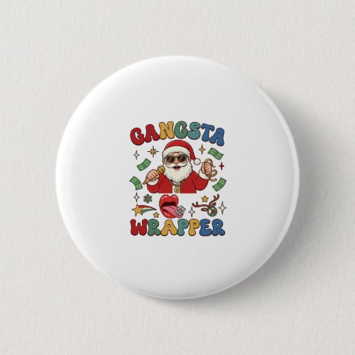 Gangsta Wrapper Christmas Santa Microphone Money Button