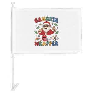 Gangsta Wrapper Christmas Santa Microphone Money Car Flag