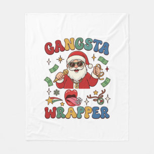 Gangsta Wrapper Christmas Santa Microphone Money Fleece Blanket