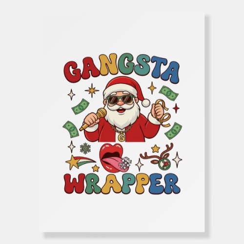 Gangsta Wrapper Christmas Santa Microphone Money Foam Board