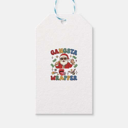 Gangsta Wrapper Christmas Santa Microphone Money Gift Tags