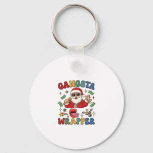 Gangsta Wrapper Christmas Santa Microphone Money Keychain
